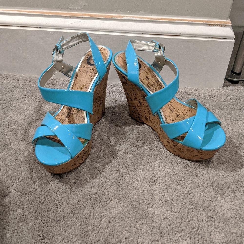 Guess Carribean Blue Wedges Size 9
